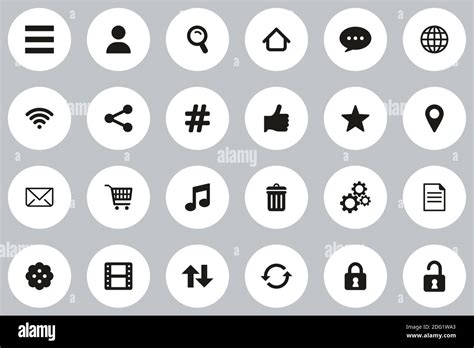 Toolbar & Menu Icons Black & White Flat Design Circle Set Big Stock Vector Image & Art - Alamy