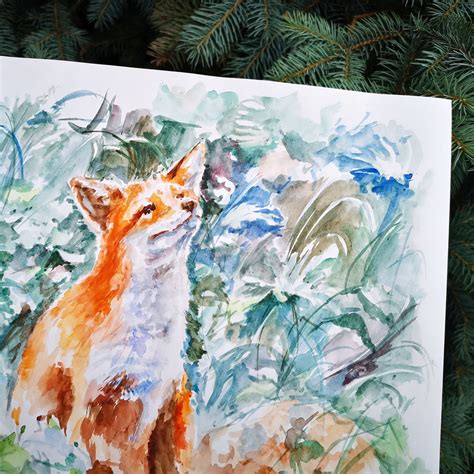 Fox decor fox watercolor watercolor art watercolor wall | Etsy