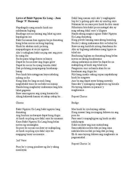 Lyrics of Bakit Ngayon Ka Lang | PDF