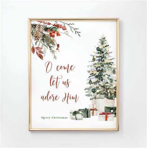 O Come Let Us Adore Him Christmas Printables Christmas Wall - Etsy