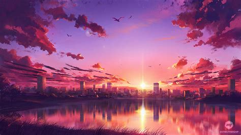 1920x1080 Anime Sunset Scene Laptop Full HD 1080P ,HD 4k Wallpapers,Images,Backgrounds,Photos ...