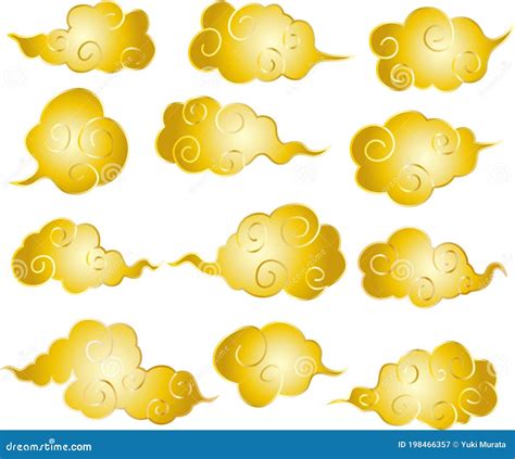 Gold Japanese Style Cloud Set Stock Vector - Illustration of vector, asia: 198466357