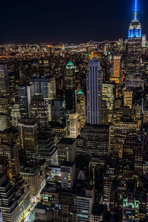 Downtown Night View Seen from the Top of the Rock Rockefeller Center Observation Deck Stock ...