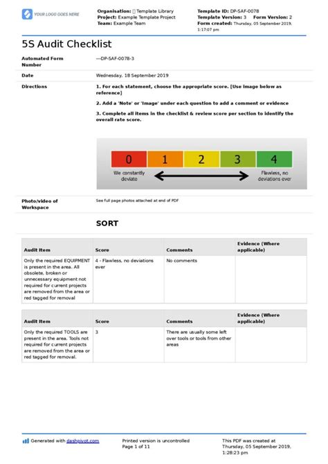 5S Audit Checklist template: Free and customisable checklist