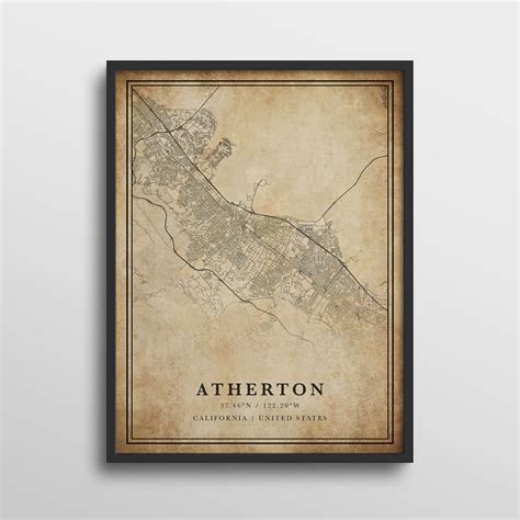 Atherton Map California Atherton Map Print Atherton Map - Etsy