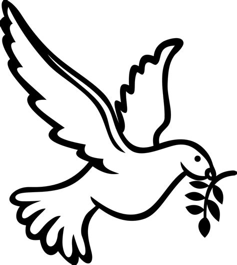 Dove Drawing Doves Peace Symbol Christian Flying Outline Line Clipart ...