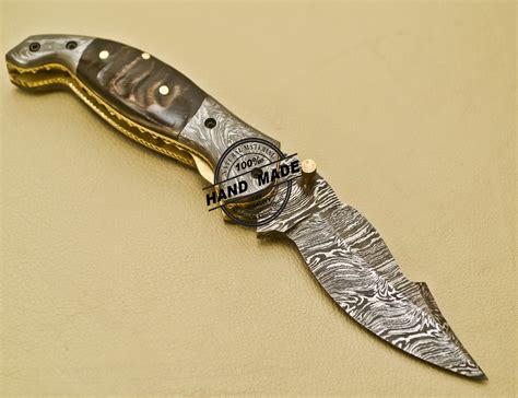 Damascus Pocket Knife Custom Handmade Damascus Steel Knife