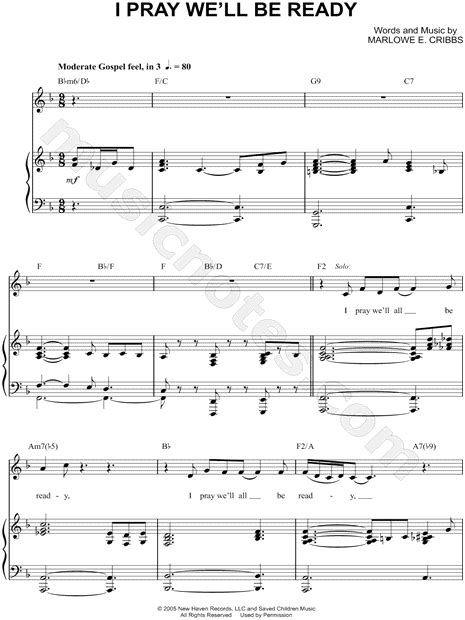 Chicago Mass Choir "I Pray We'll Be Ready" Sheet Music in F Major ...