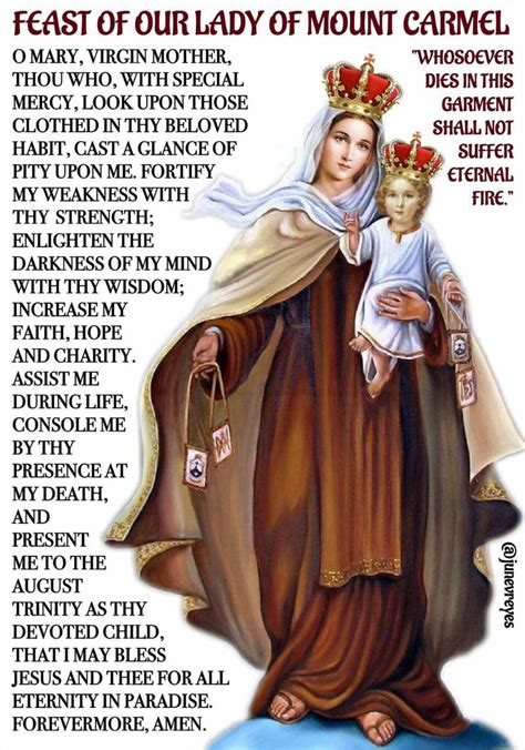 Pin by udy cyx on BVM | Catholic prayers, Lady of mount carmel, Mother mary