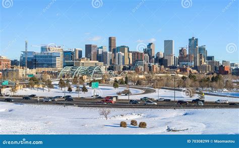 Winter Panoramic View of Downtown Denver Editorial Stock Image - Image ...