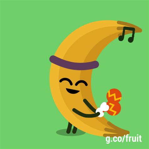a cartoon banana with a music note in its mouth