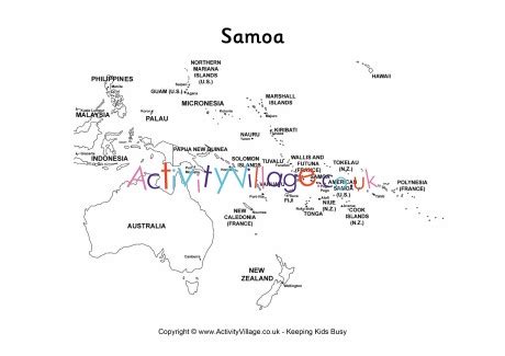 Samoa on Map of Oceania