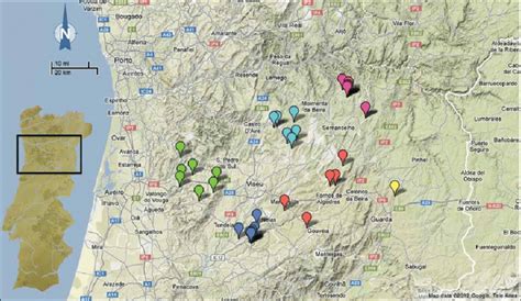 Map of Portugal, with distribution of megalithic monuments and the... | Download Scientific Diagram