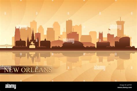 New Orleans city skyline silhouette background, vector illustration ...