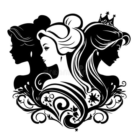 Beautiful Princess Vector Illustration - Black and White Outline of a ...