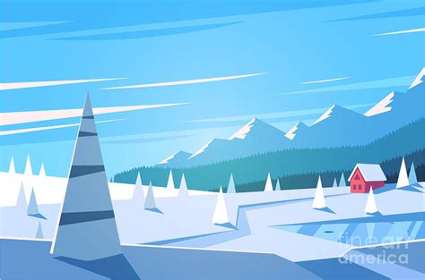 Winter Landscape Vector Illustration Digital Art by Doremi - Pixels