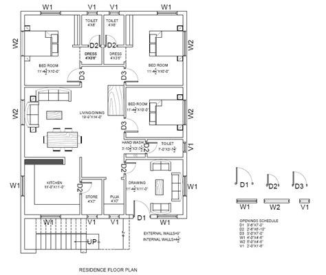 House Plan Drawing DWG And PDF File - Cadbull | House plans, How to ...