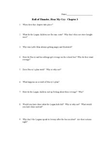 Roll of Thunder, Hear My Cry: Chapter 3 Lesson Plan for 6th - 8th Grade | Lesson Planet