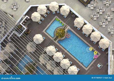 Aerial View of a Swimming Pool Stock Image - Image of umbrella, resort: 97780937