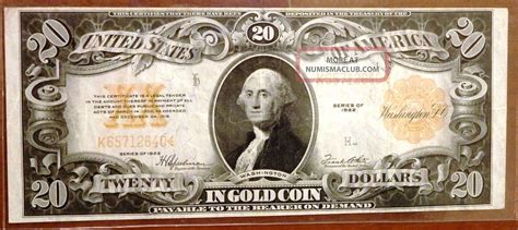 1922 $20 Twenty Dollar Gold Coin Certificate