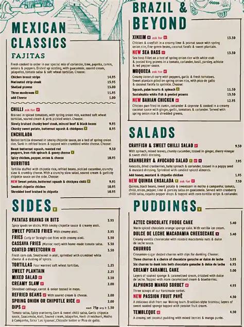 Menu at Las Iguanas - Edinburgh restaurant, Edinburgh