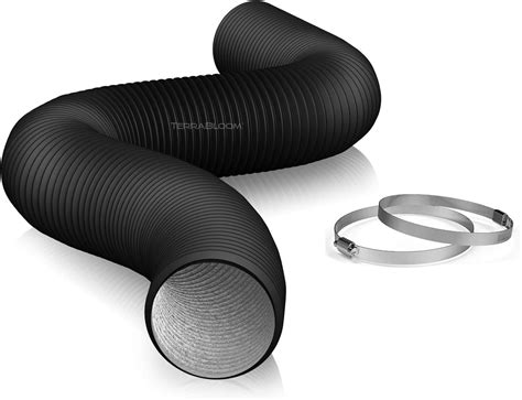 6" Air Duct - 25 FT Long, Black Flexible Ducting with 2 Clamps, 4 Layer HVAC Ventilation Air ...