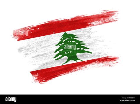 brush painted flag Lebanon. Hand drawn style flag of Lebanon Stock ...