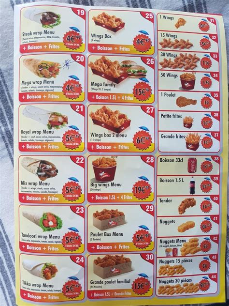 Menu at Mega Chicken restaurant, Sarcelles