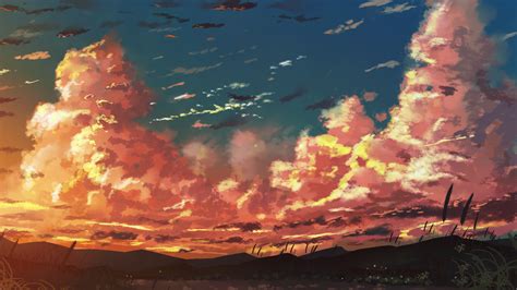 Download Cloud Sunset Anime Sky 4k Ultra HD Wallpaper