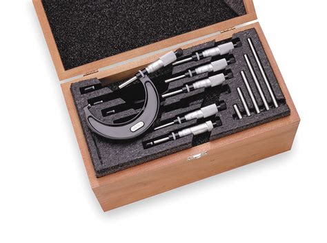 STARRETT, 0 in to 6 in Range, +/-0.0001 in Accuracy, Mechanical Outside Micrometer Set - 2ZUA8 ...