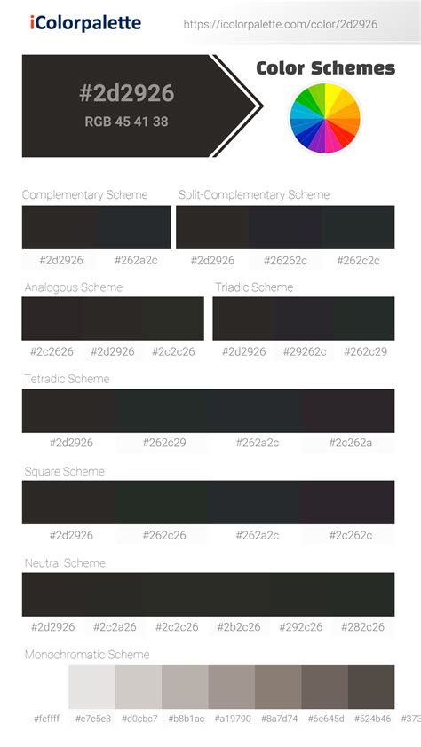 Pantone Black C Color | Hex color Code #2D2926 information | Hsl | Rgb | Pantone