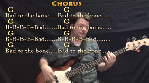 Bad to the Bone (George Thorogood) Bass Guitar Cover Lesson in G with Chords/Lyrics - YouTube