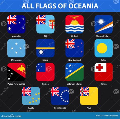 Oceania Flags With Names