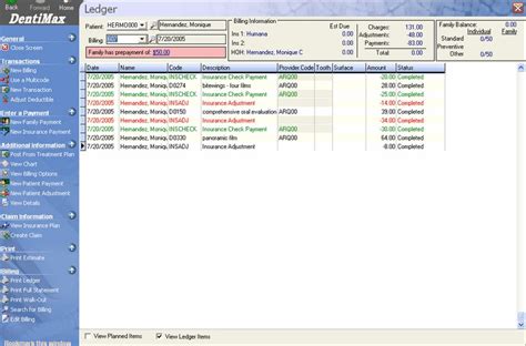 Dental Software - DentiMax - Ledger