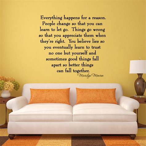 VWAQ Everything Happens for a Reason Marilyn Monroe Quotes Wall Decal - VWAQ Vinyl Wall Art ...