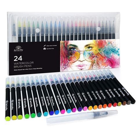 24 Watercolor Paint Brush Pens - Markers for Water Color Calligraphy ...