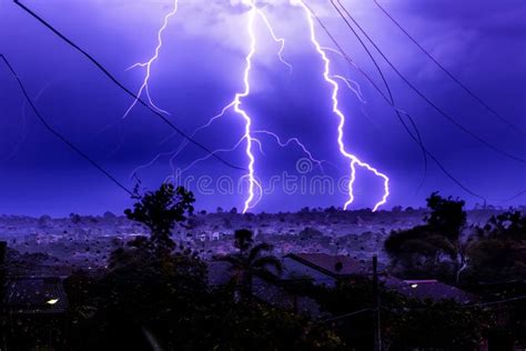 Violent Electric Storm Over Suburbia Stock Image - Image of suburbia ...