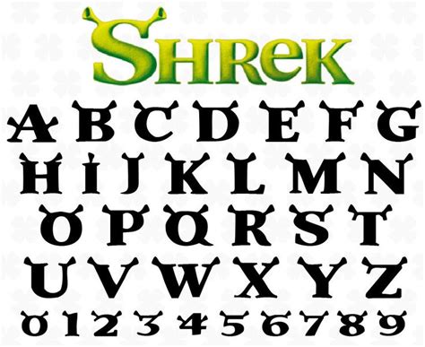 Font Shrek svg Shrek alphabet letters svg Shrek digital script Block ...