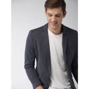 Buy Next Navy Blue Check Skinny Fit Suit Blazer online | Looksgud.in