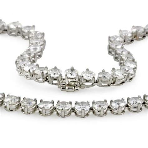 3-Prong Diamond Tennis Necklace 23.30 ct total weight 18k White Gold - Certified | Tennis ...