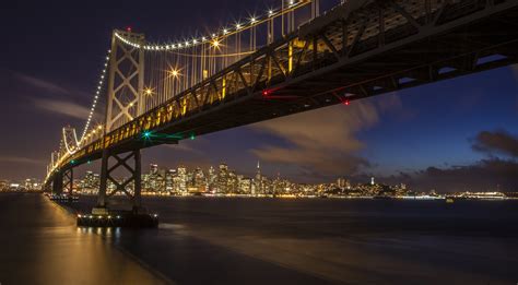 Download Light Night City San Francisco Man Made Bay Bridge HD Wallpaper