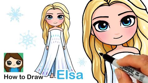 How to Draw Elsa in White Dress Hair Down – Disney Frozen - Epic Heroes ...