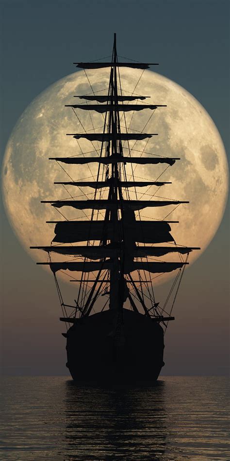 Ship, moon, ocean, boat, sea, HD phone wallpaper | Peakpx