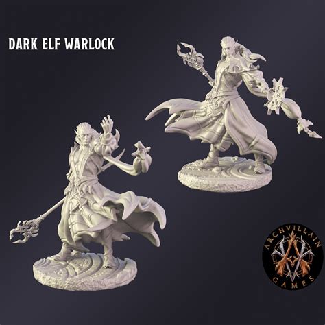 Dark Elf Warlock Tabletop Game miniature from Archvillain | Etsy