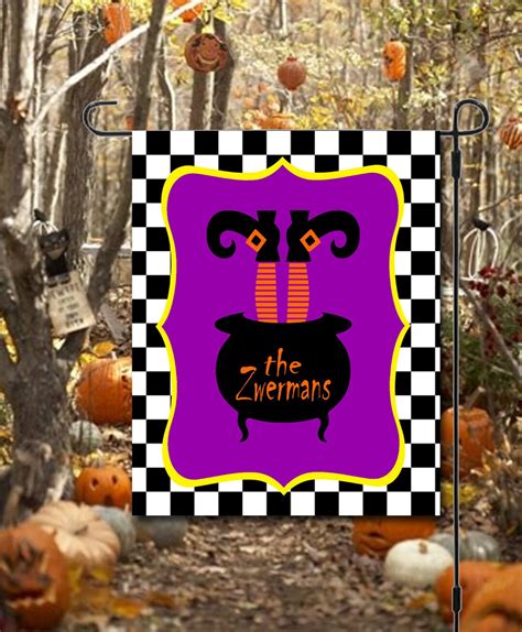 Halloween Garden Flag. Personalized Garden Flag. Witch Garden - Etsy