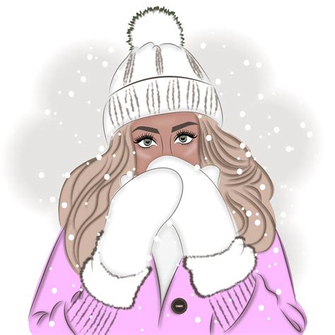 Winter, girl in mittens snow, fashion vector illustration 11057986 ...