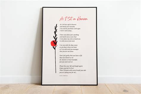 As I Sit in Heaven Poem Printable Wall Art Gifts for Christians Modern Minimalist Christian Art ...