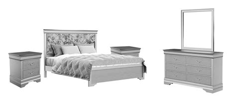 Buy Global Furniture VERONA Queen Platform Bedroom Set 5 Pcs in Silver ...