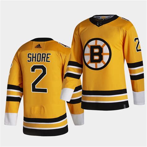 Boston Bruins #2 Eddie Shore 2021 Reverse Retro Gold Authentic Jersey Gold