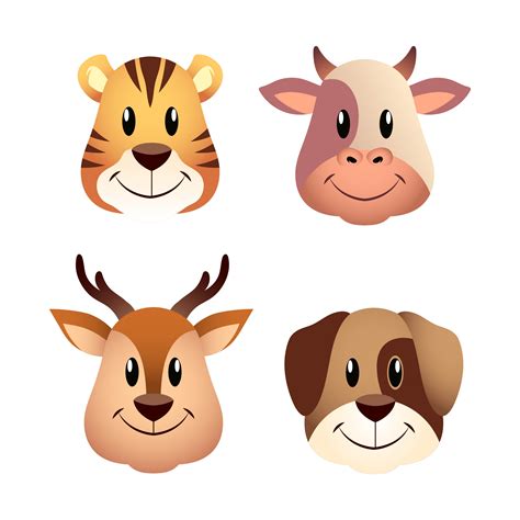 Animal Faces Set 429959 Vector Art at Vecteezy